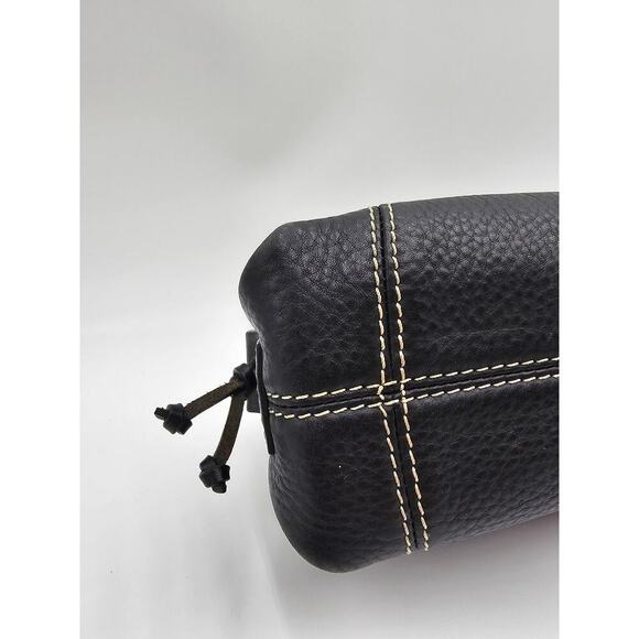 Y2K Dooney & Bourke Black Pebbled Leather Mini East West Slouch Hobo Duck Charm - Picture 5 of 14